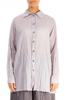 Collar Greige Crumpled Cotton Shirt Graphic Art