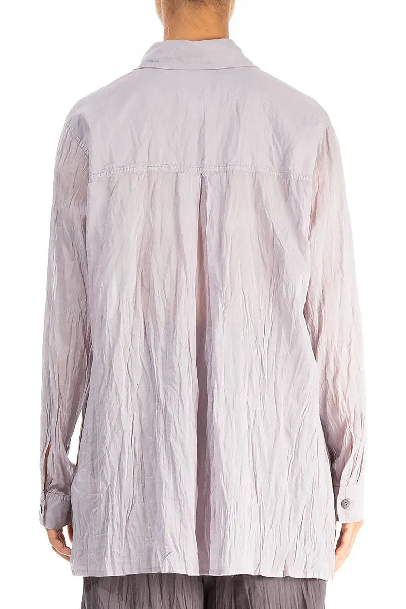 Collar Greige Crumpled Cotton Shirt Preppy Vibe