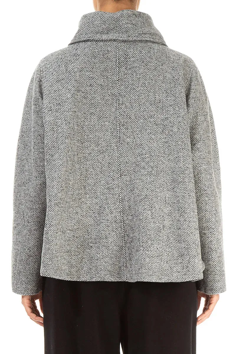 Collar Neck Soft Grey Wool Jacket Ergonomic Drape 3-In-1 Set