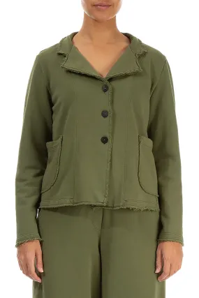 Collar Olive Cotton Jacket Camo Print
