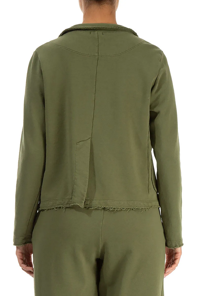 Collar Olive Cotton Jacket All Season Performance Weave