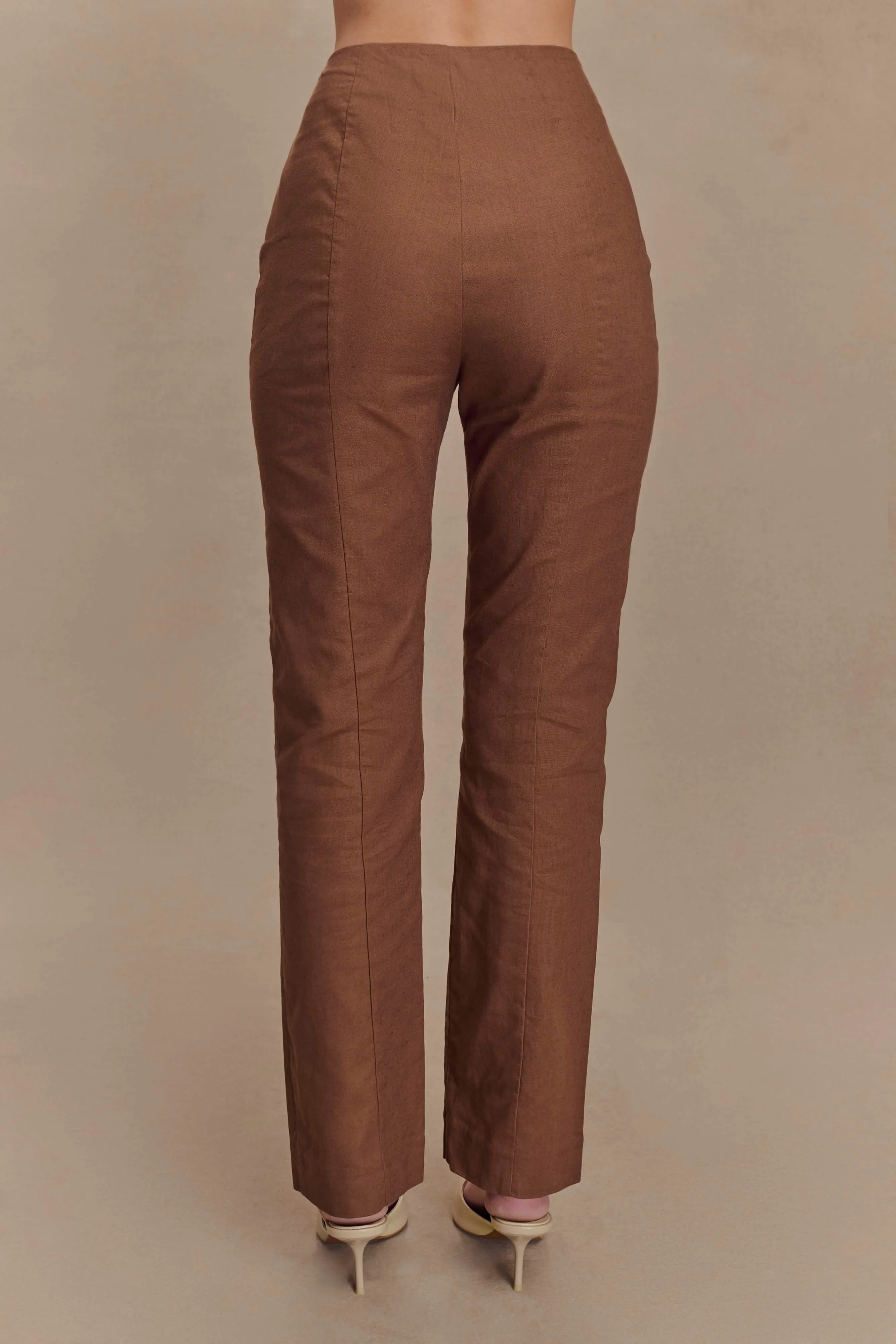 Chill Comfort Dora Linen Straight Leg Pant - Cacao Brown
