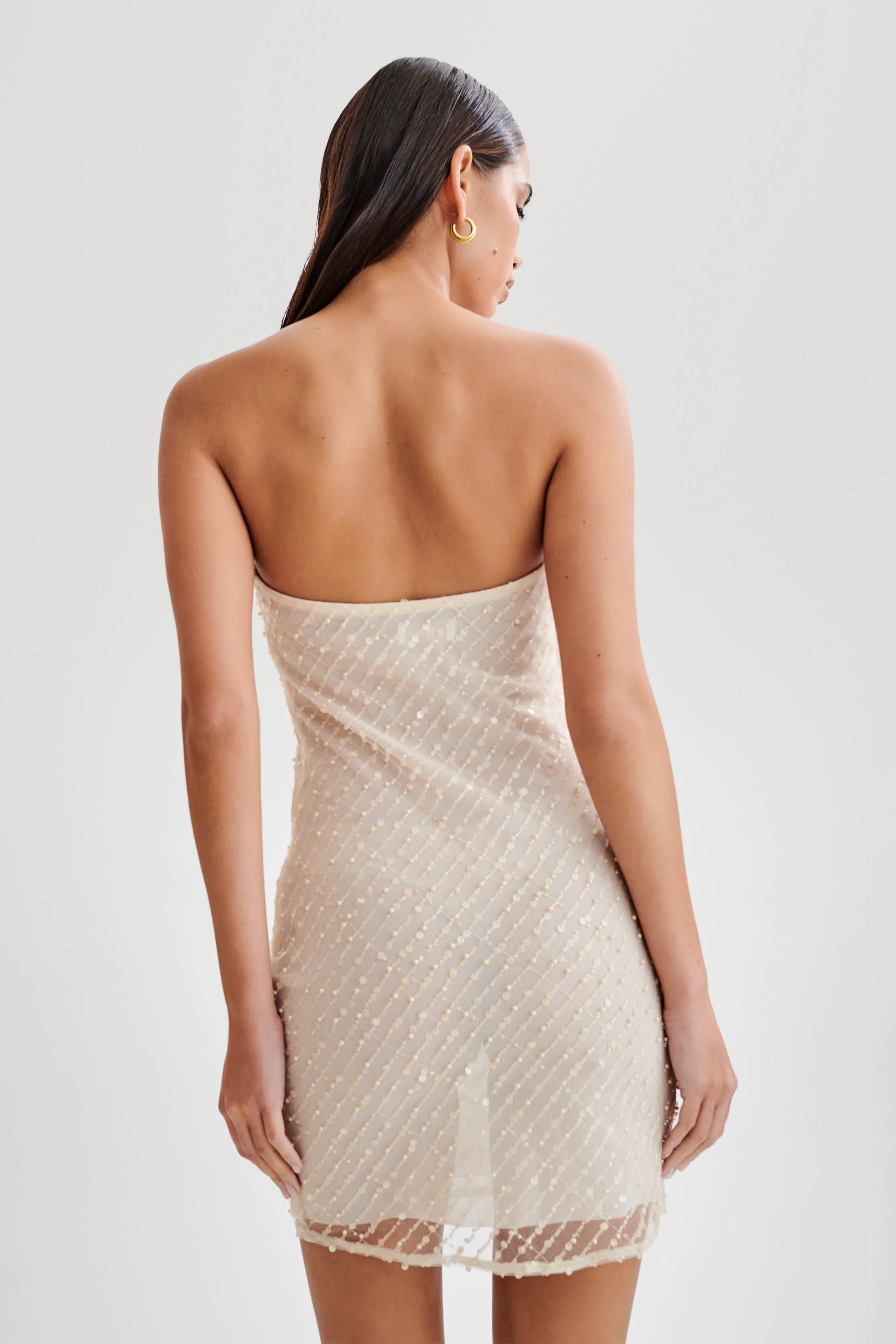 Smooth Lines Yolanda Sequin Mini Dress - Buttercream
