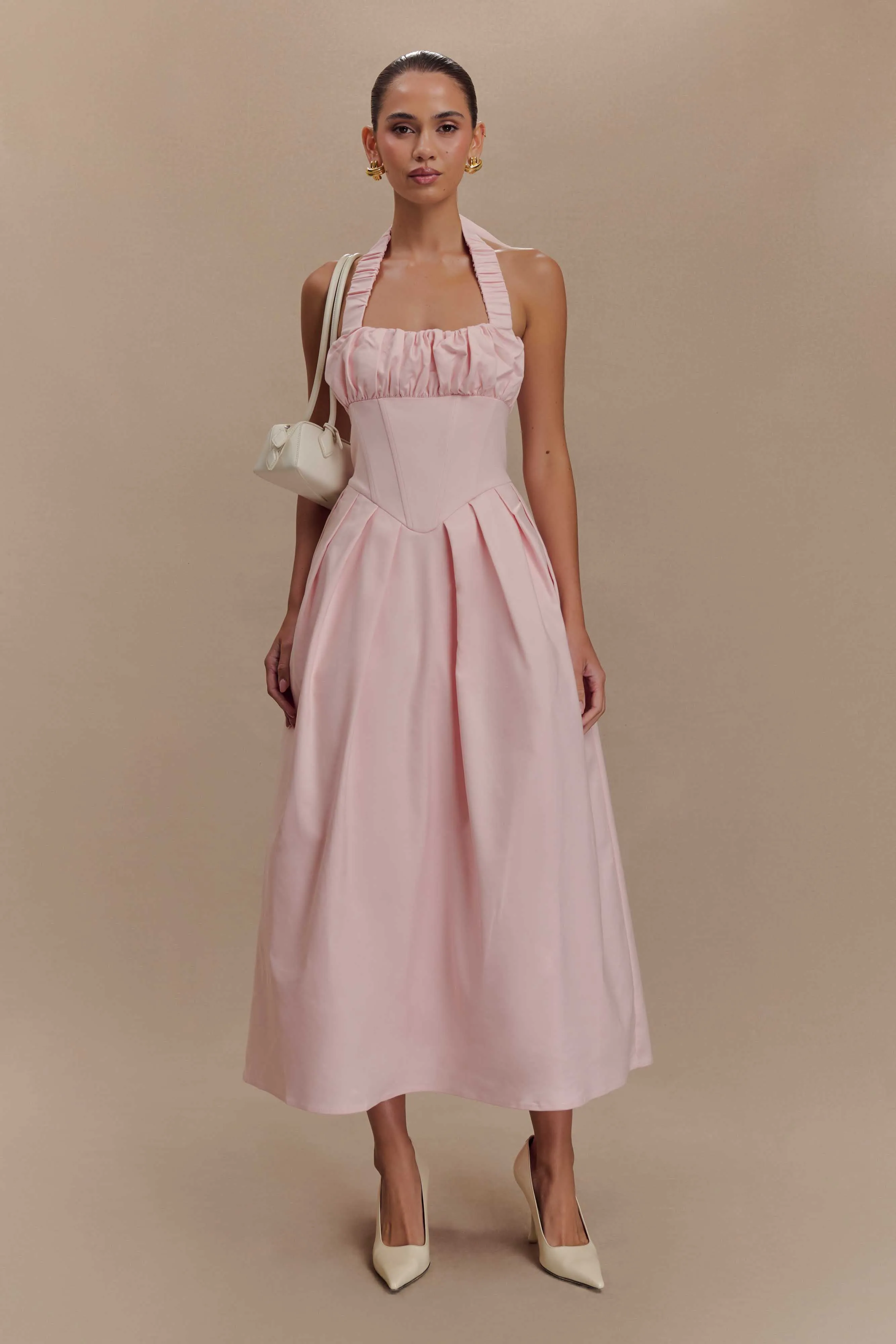 Candy Halter Midi Dress - Ballet Pink Beachwear