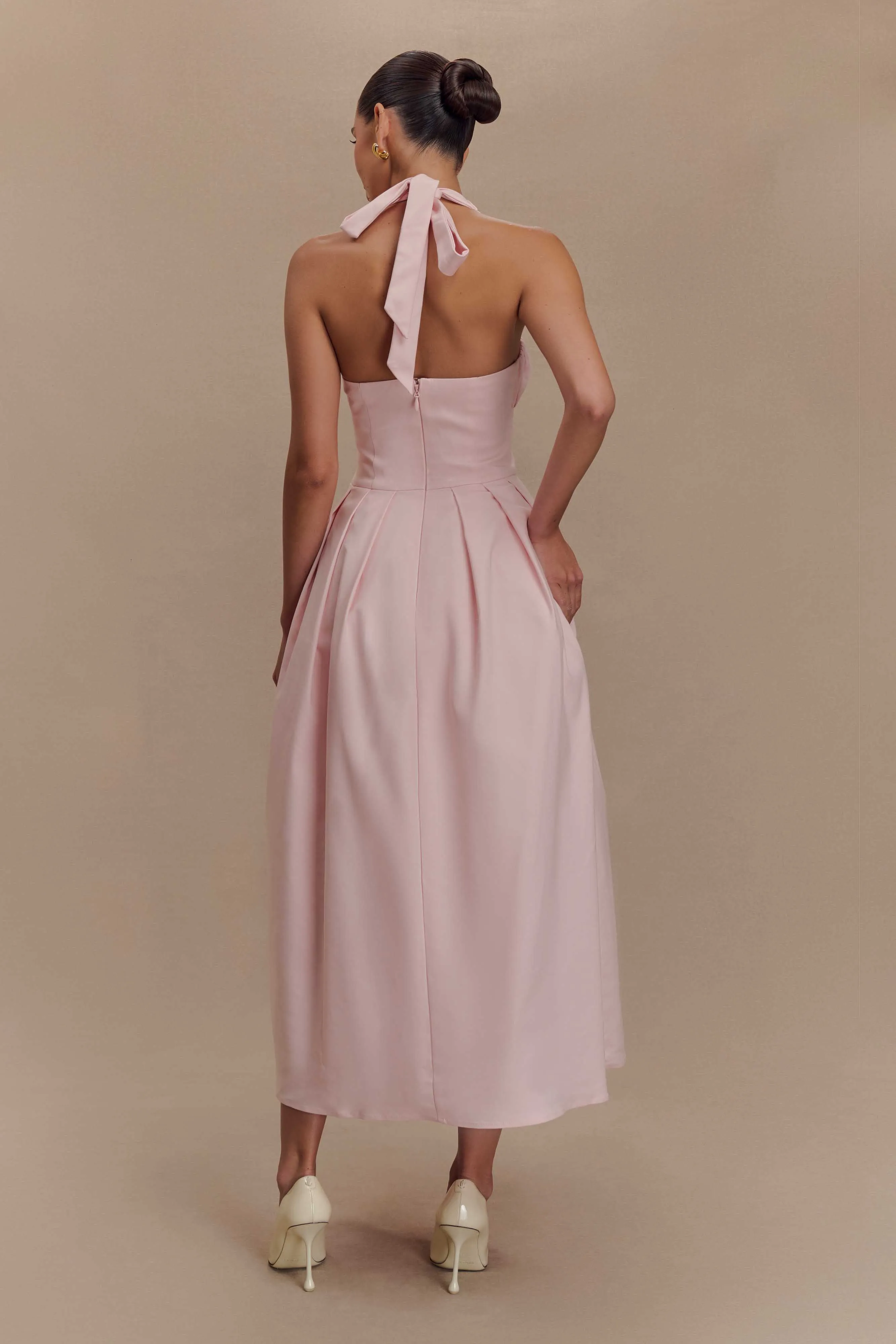 Candy Halter Midi Dress - Ballet Pink Night Mood