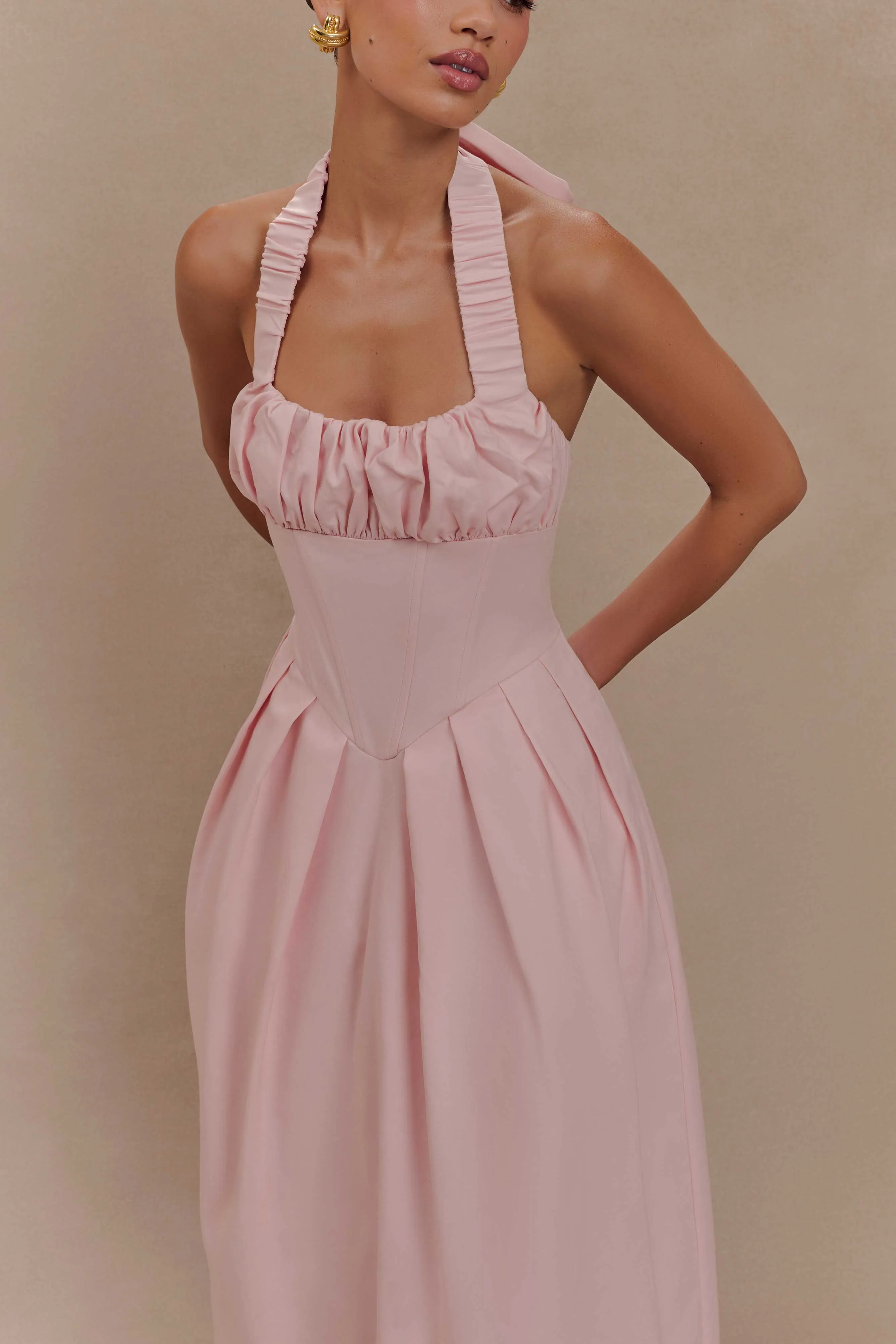 OdorControlTreatment Calm Fit Candy Halter Midi Dress - Ballet Pink