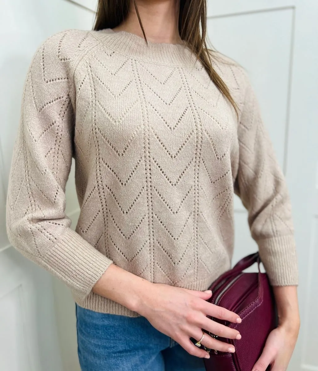 Relaxed Layers Comfy Layer Oatmeal Pointelle Crew Neck Jumper