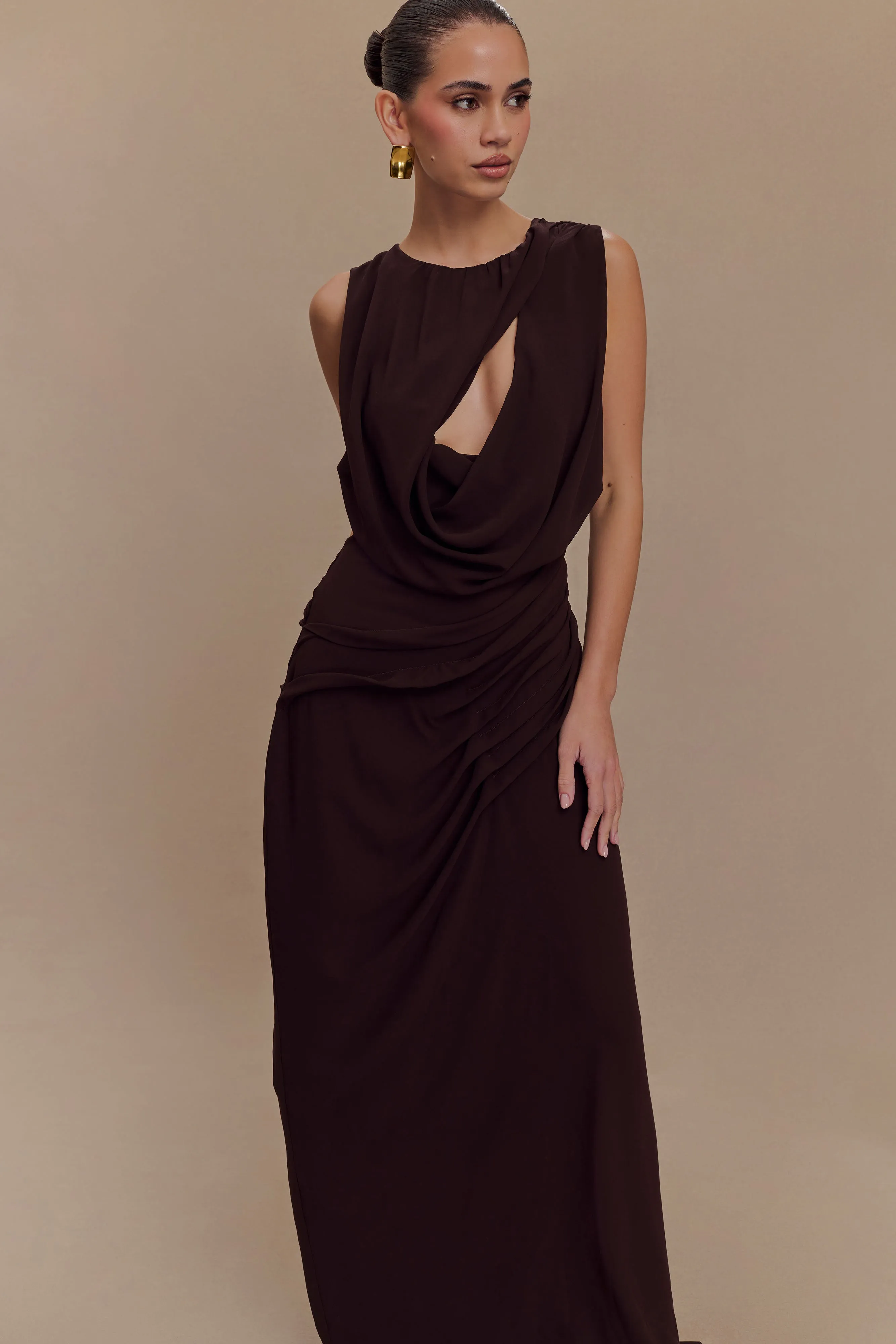 Everyday Layers Oria Chiffon Maxi Dress - Cacao Brown
