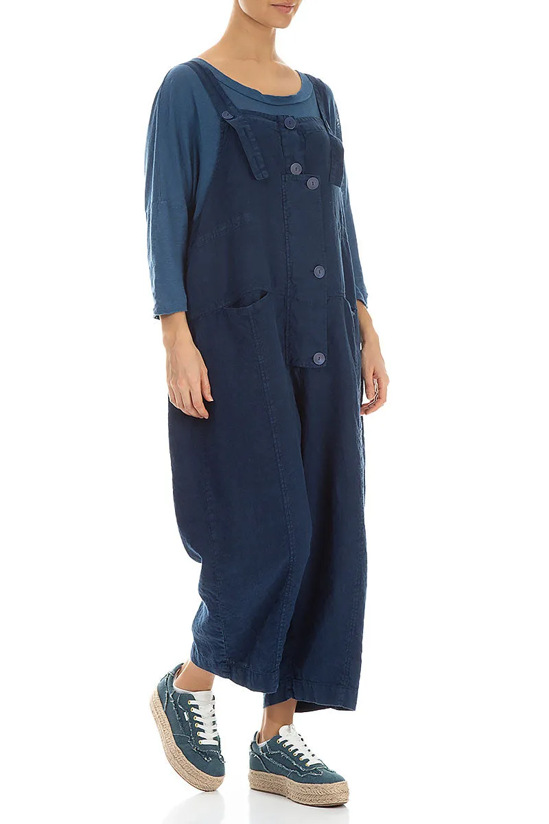 Timeless Style Strappy Royal Blue Linen Jumpsuit
