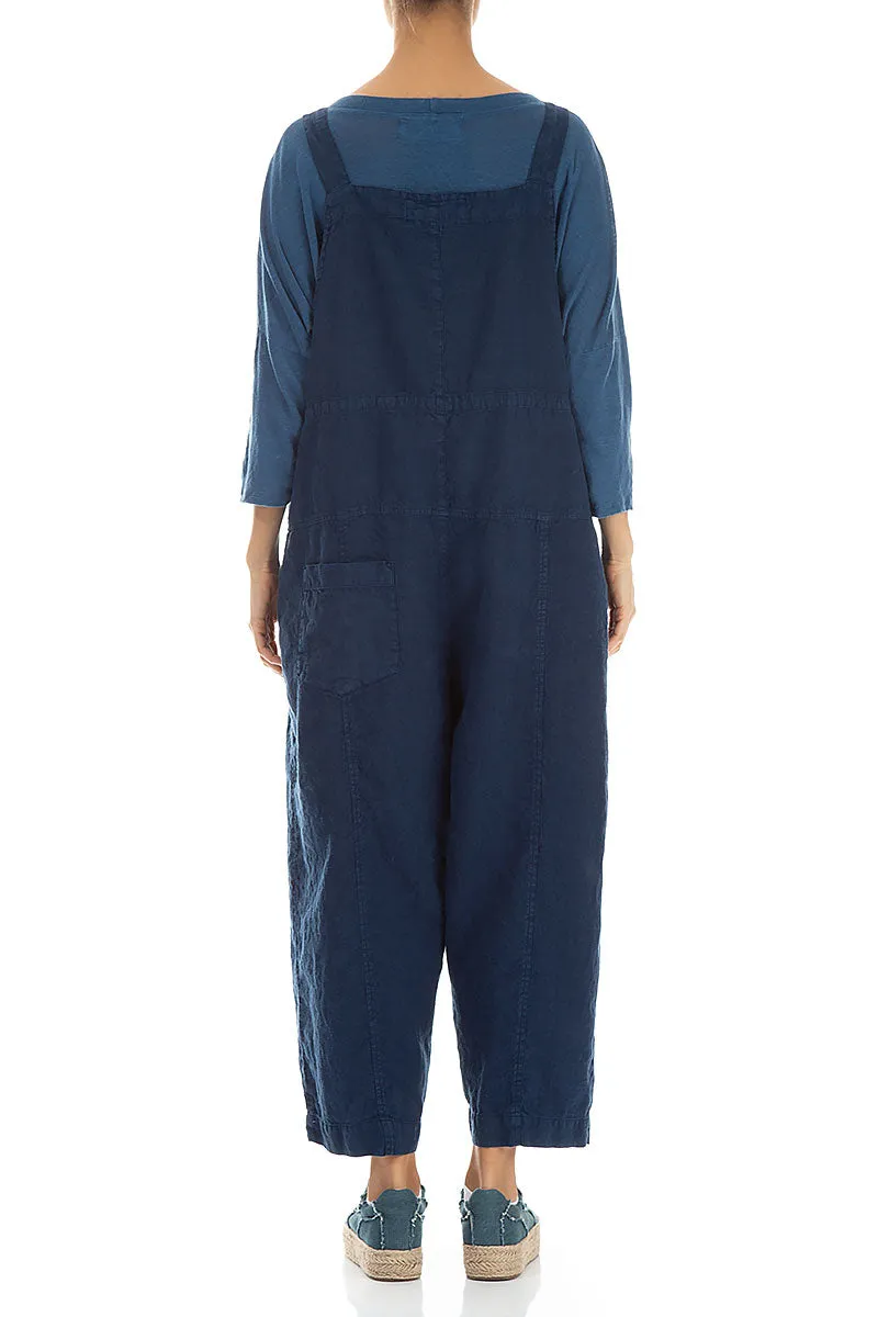Strappy Royal Blue Linen Jumpsuit TaglessDesign ThermalRegulation