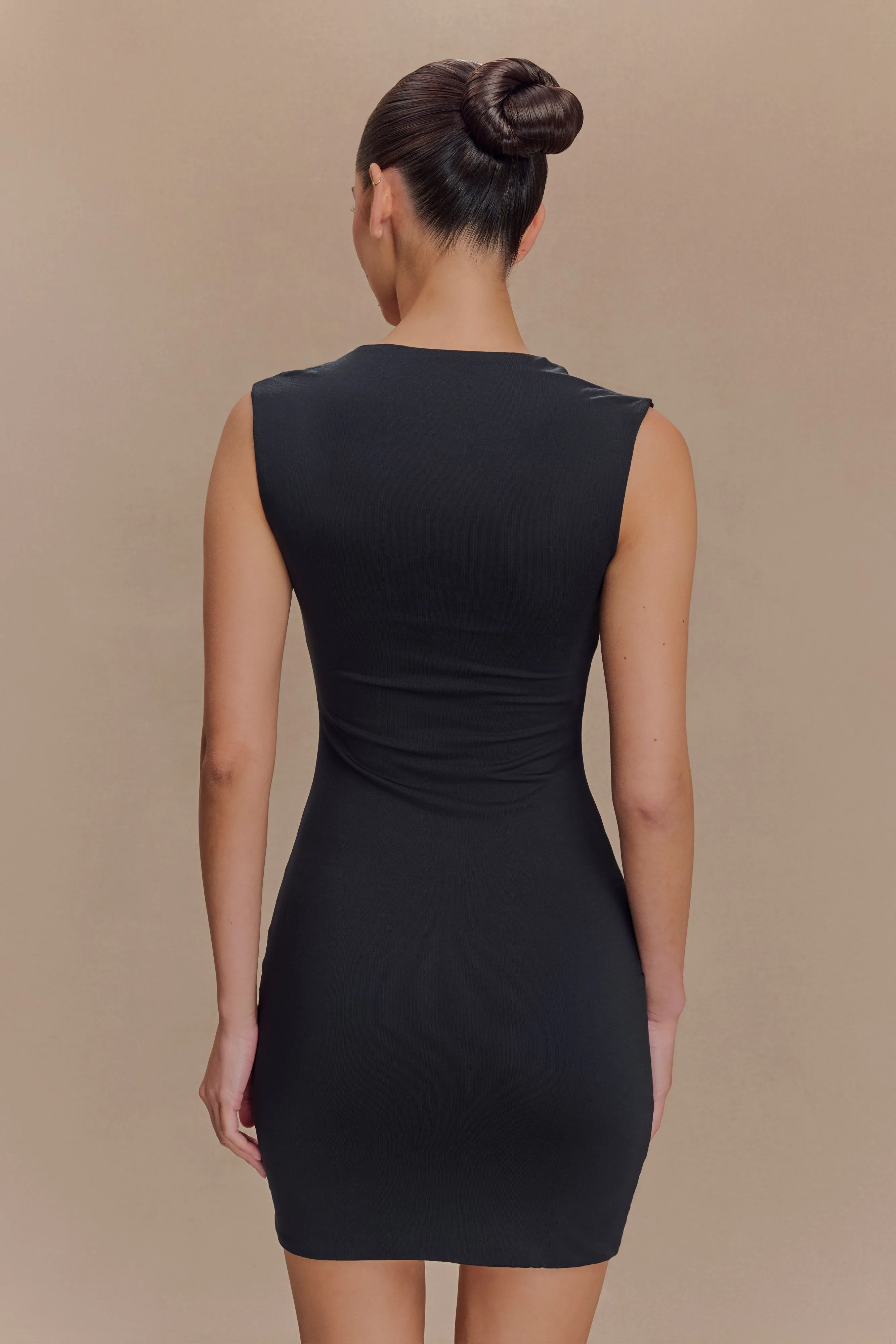 Clean Outline Tatianna Lace Trim Modal Mini Dress - Black