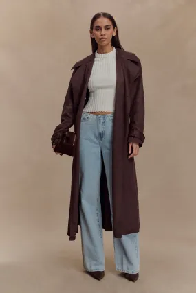 Marc Faux Suede Coat - Cocoa Chocolate Modular Layering Four Way Stretch Material