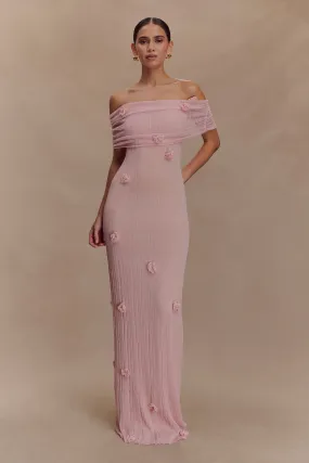 Draped-Style Brynn Orchid Knit Maxi Dress - Pastel Pink