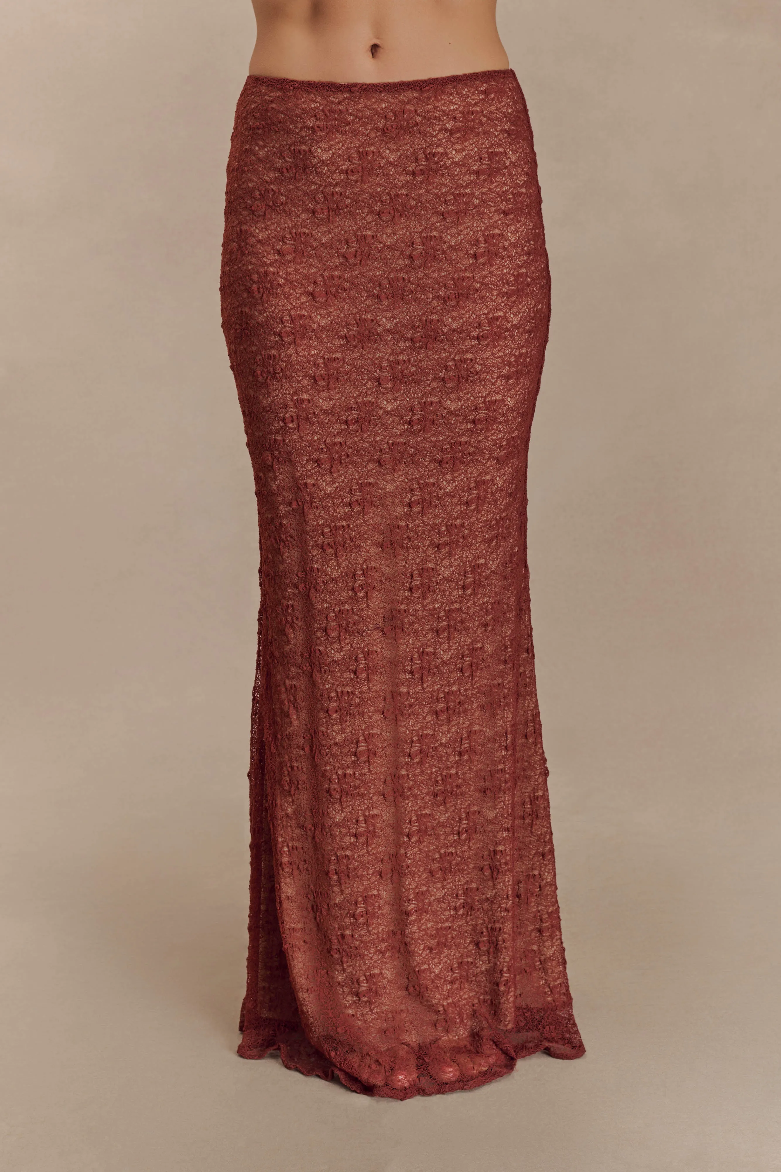 Robyn Sheer Lace Maxi Skirt - Chilli Casual Fit Design Fit Control
