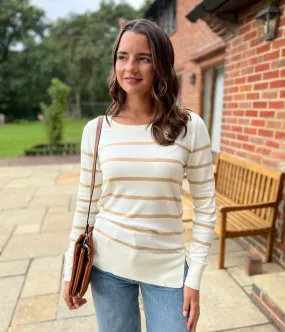 Ivory & Beige Stripe Fine Knit Jumper Functional Layers