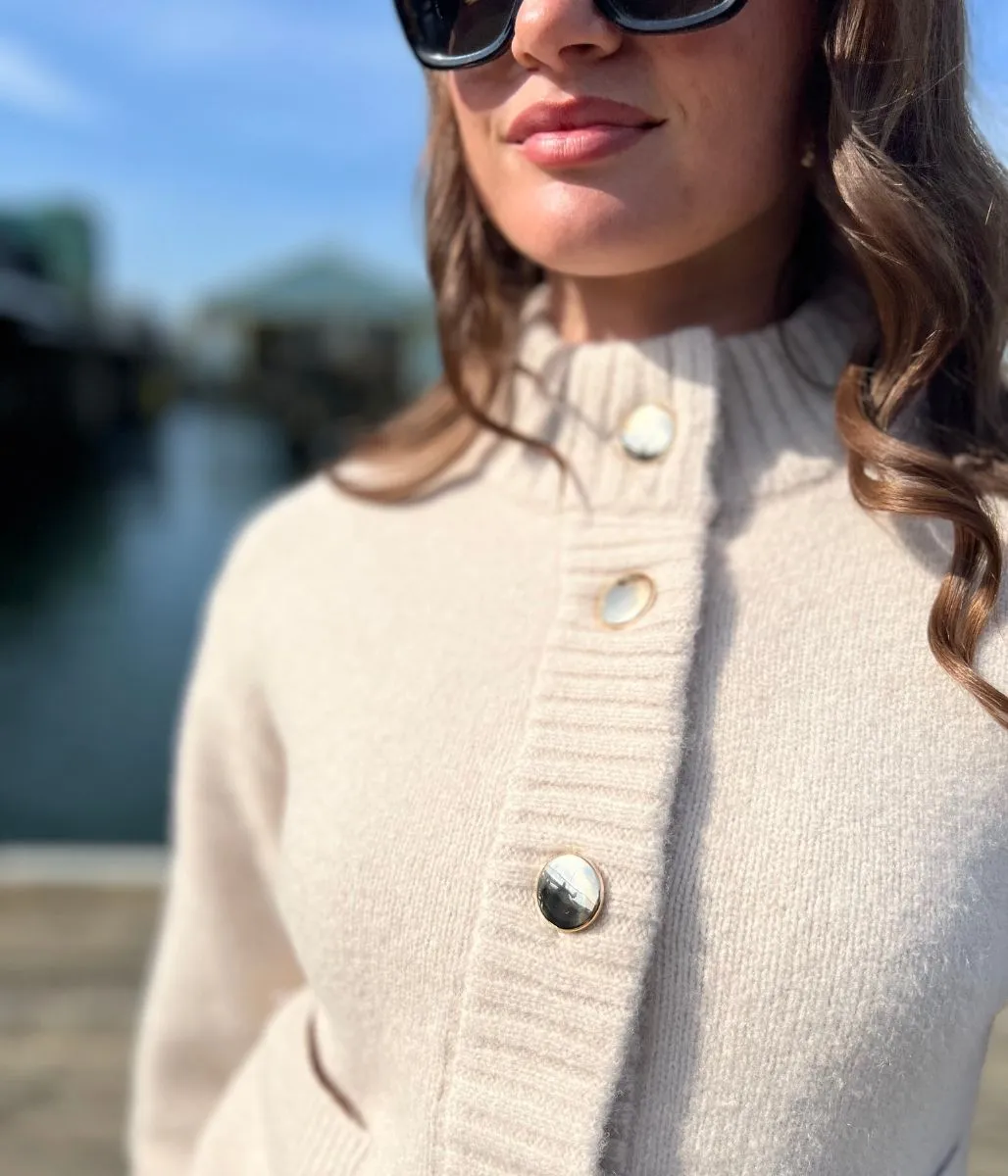 Natural Ribbed Detail Cardigan Knit Apparel Soft Warmth