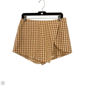 Skort By Cmb In Brown & Cream, Size: L Leather Look
