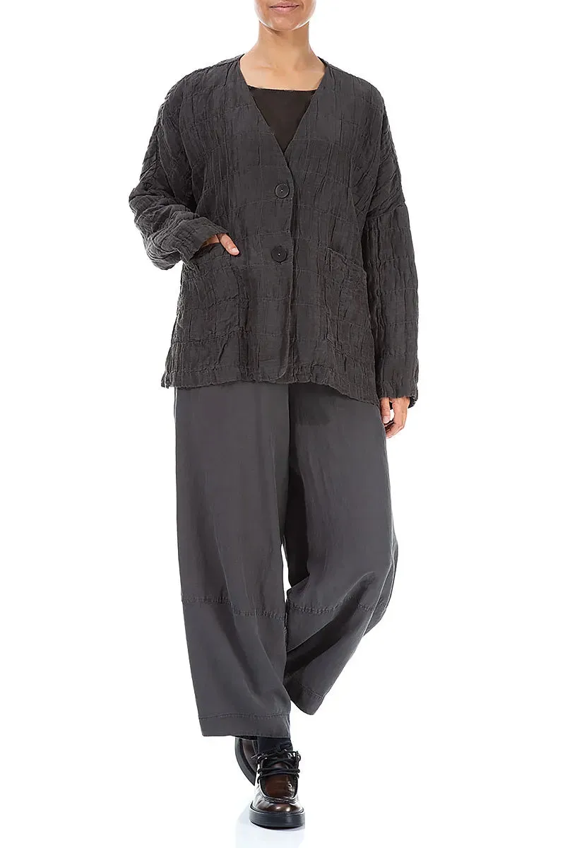 InterchangeablePanels Outdoor Adventure Forest Brown Pleated Silk Linen Jacket