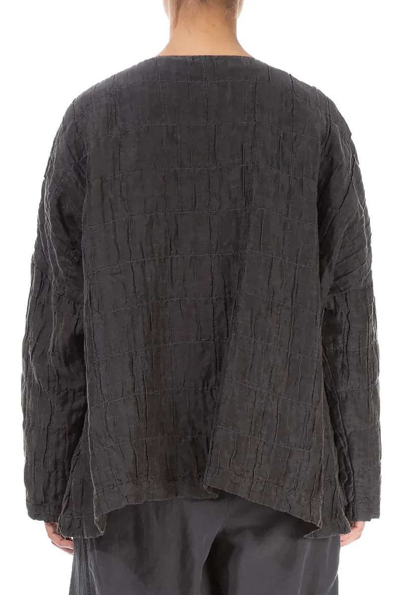 Forest Brown Pleated Silk Linen Jacket PFC Free Waterproofing UV Resistant Finish