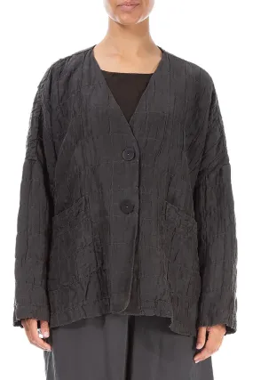 Forest Brown Pleated Silk Linen Jacket Temperature Balancing Layer Noise Reduciting Fabric