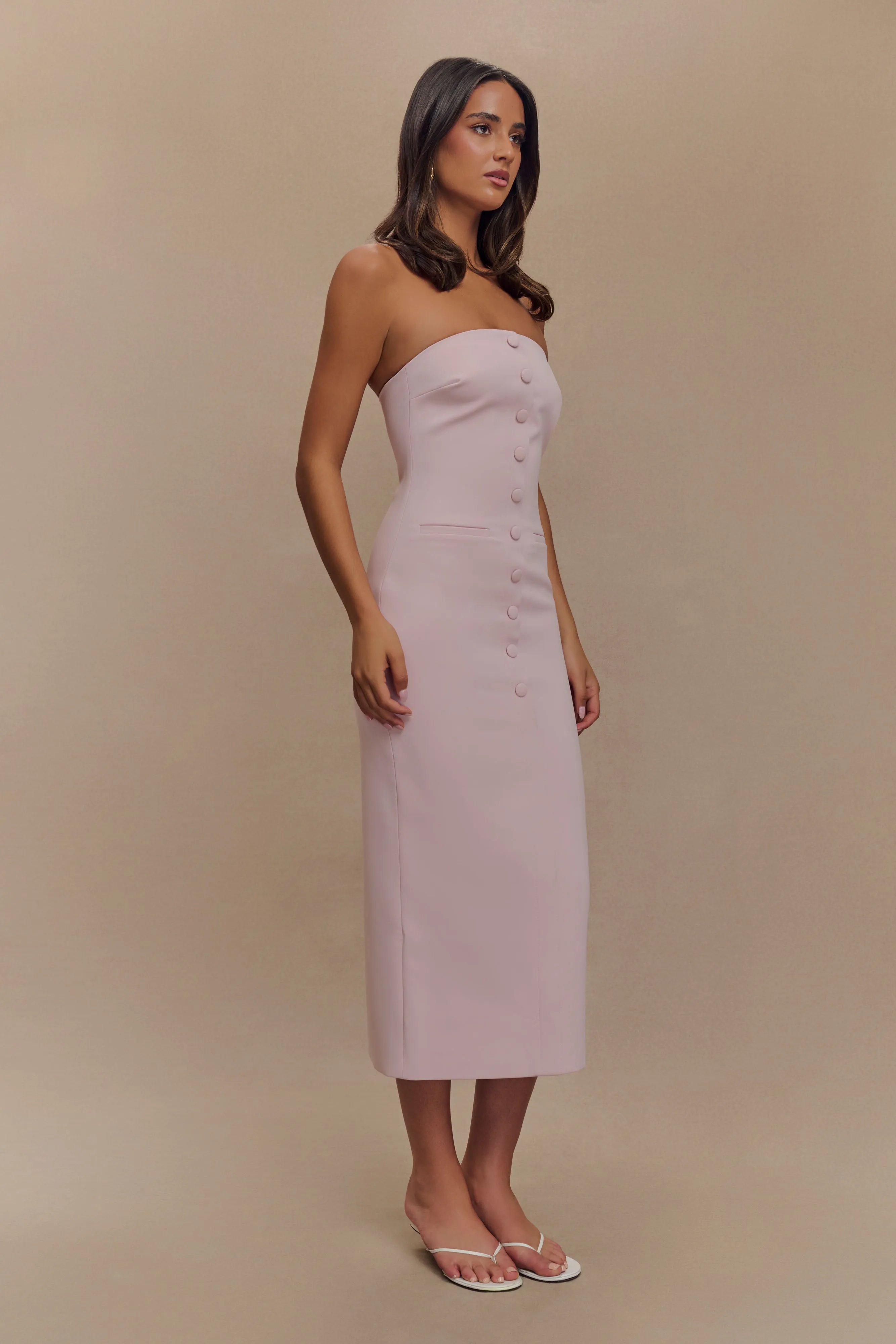 Sussan Strapless Midi Dress - Powder Pink Trendy wrap gown