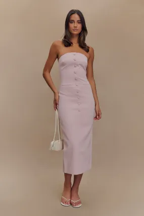Sussan Strapless Midi Dress - Powder Pink Elegant Fabric Smooth Tone