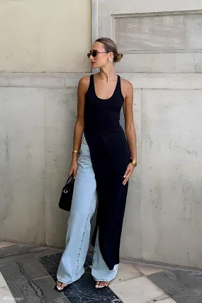 Ellerie Longline Racerback Top - Black Layered Look PolishedFinish