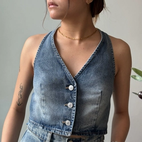CLEAR VIEW Denim Vest Classic Hoodie