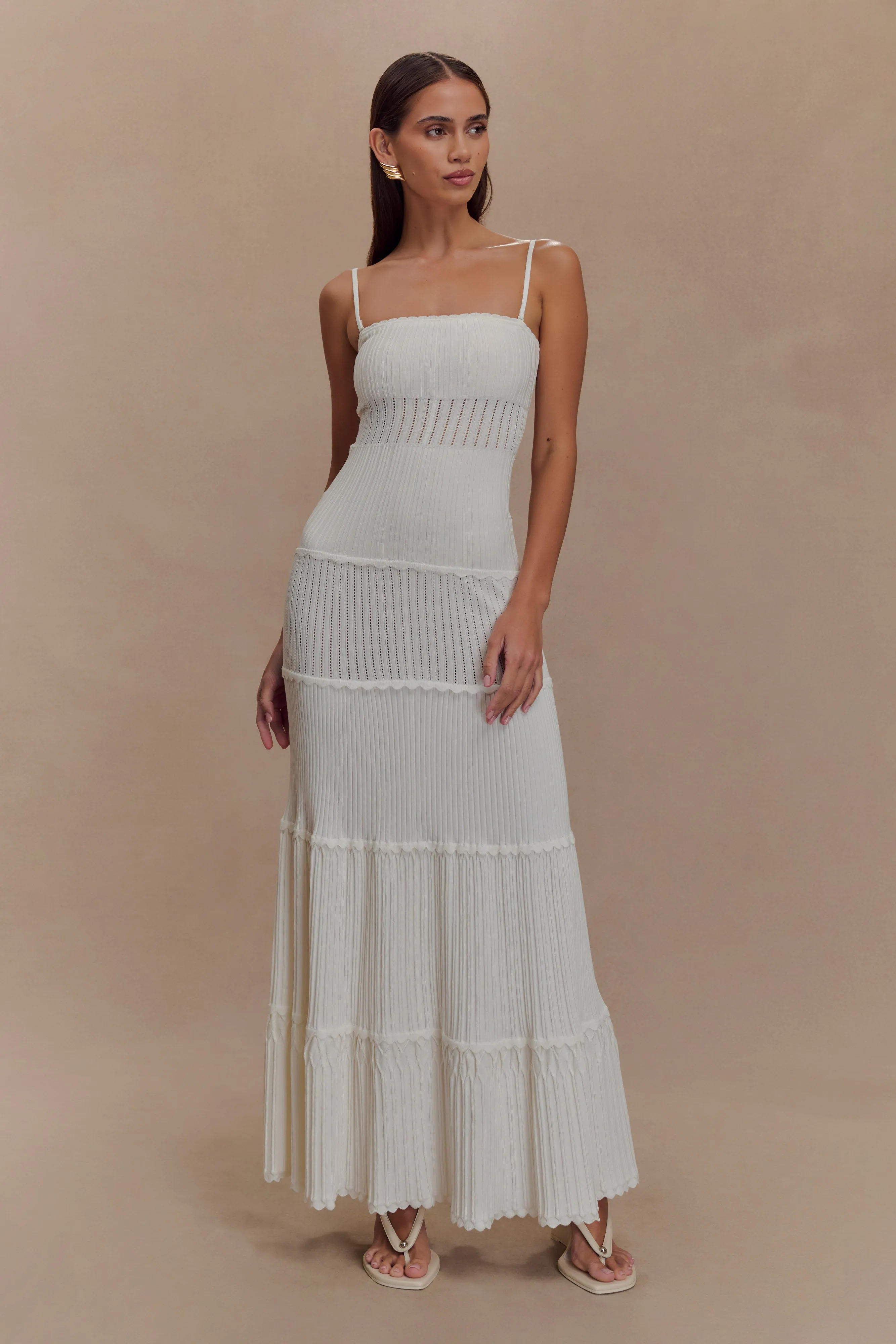 Fresh Combo Finley Pointelle Knit Maxi Dress - Ivory