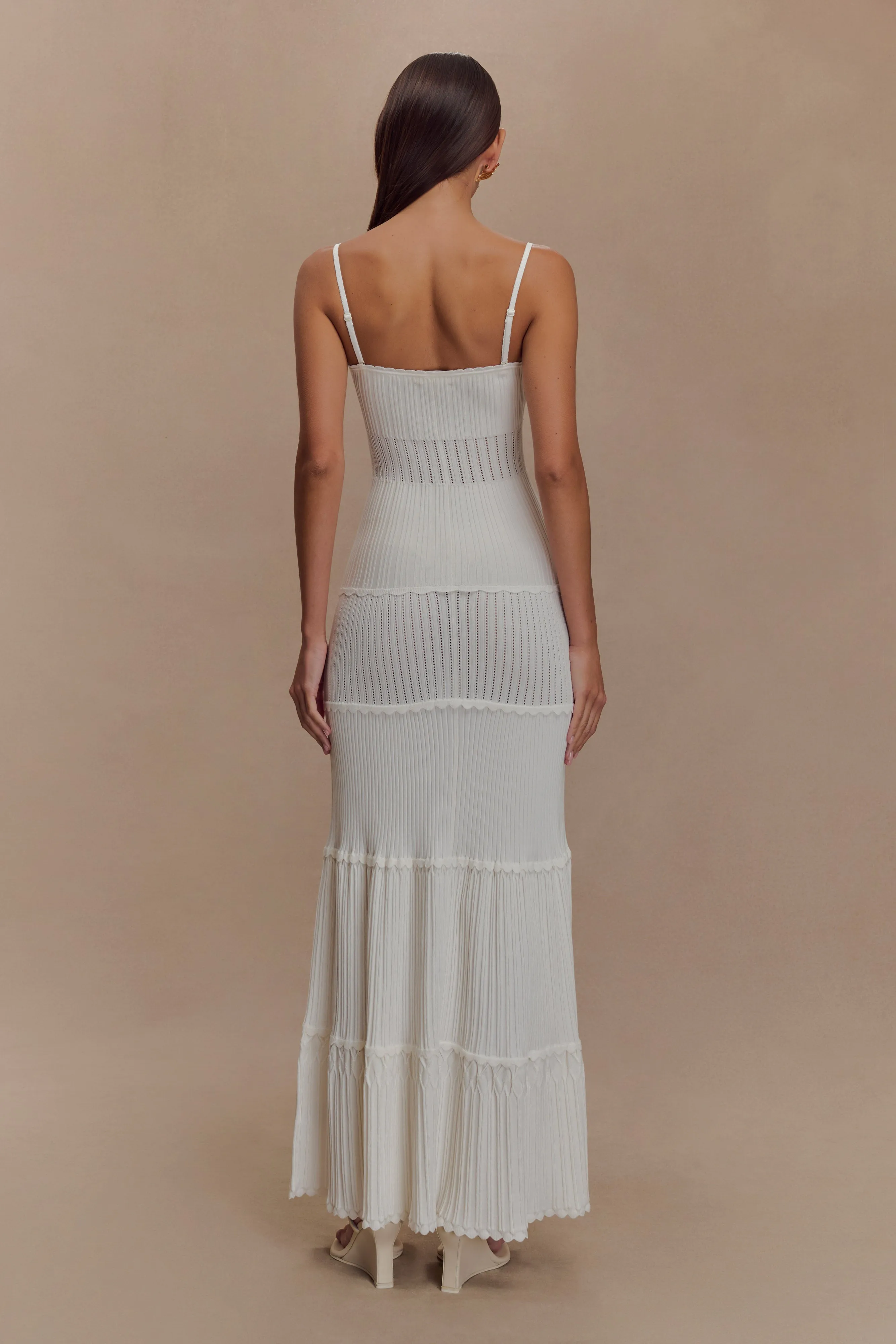 Finley Pointelle Knit Maxi Dress - Ivory Tulle-Overlay Layered Wear