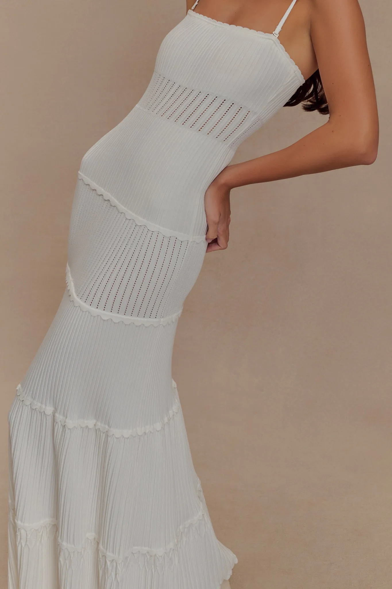 Eye Catching Finley Pointelle Knit Maxi Dress - Ivory