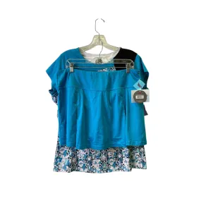 Matte Texture Wrap Front Skort 2Pc Set By Bolle In Blue & White, Size:Xl