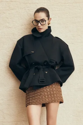 Cordia Satin Mini Skirt - Chocolate Soft Stretch