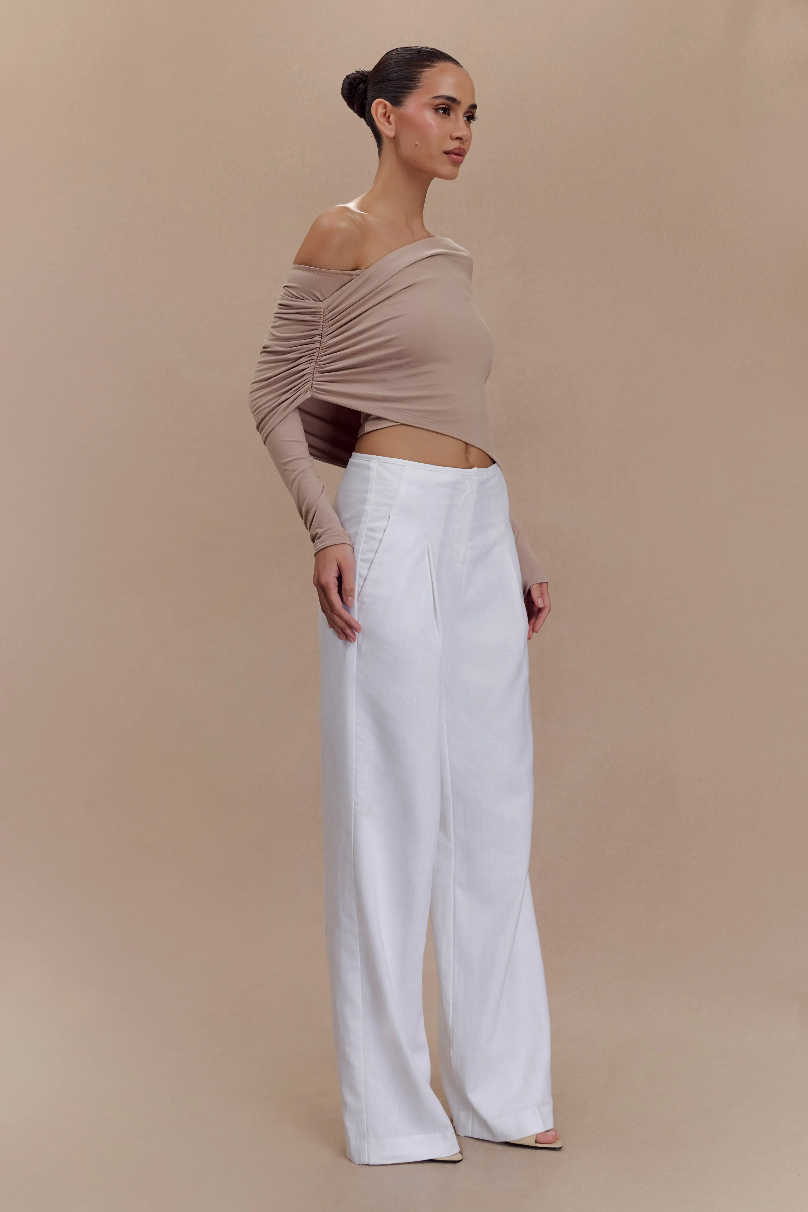Corinna Modal One Shoulder Top - Mushroom Tubular Body Construction Thermal Insulation Layer
