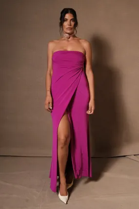 Cosima Slinky Strapless Maxi Dress - Violet Peace View Relaxed and Elegant