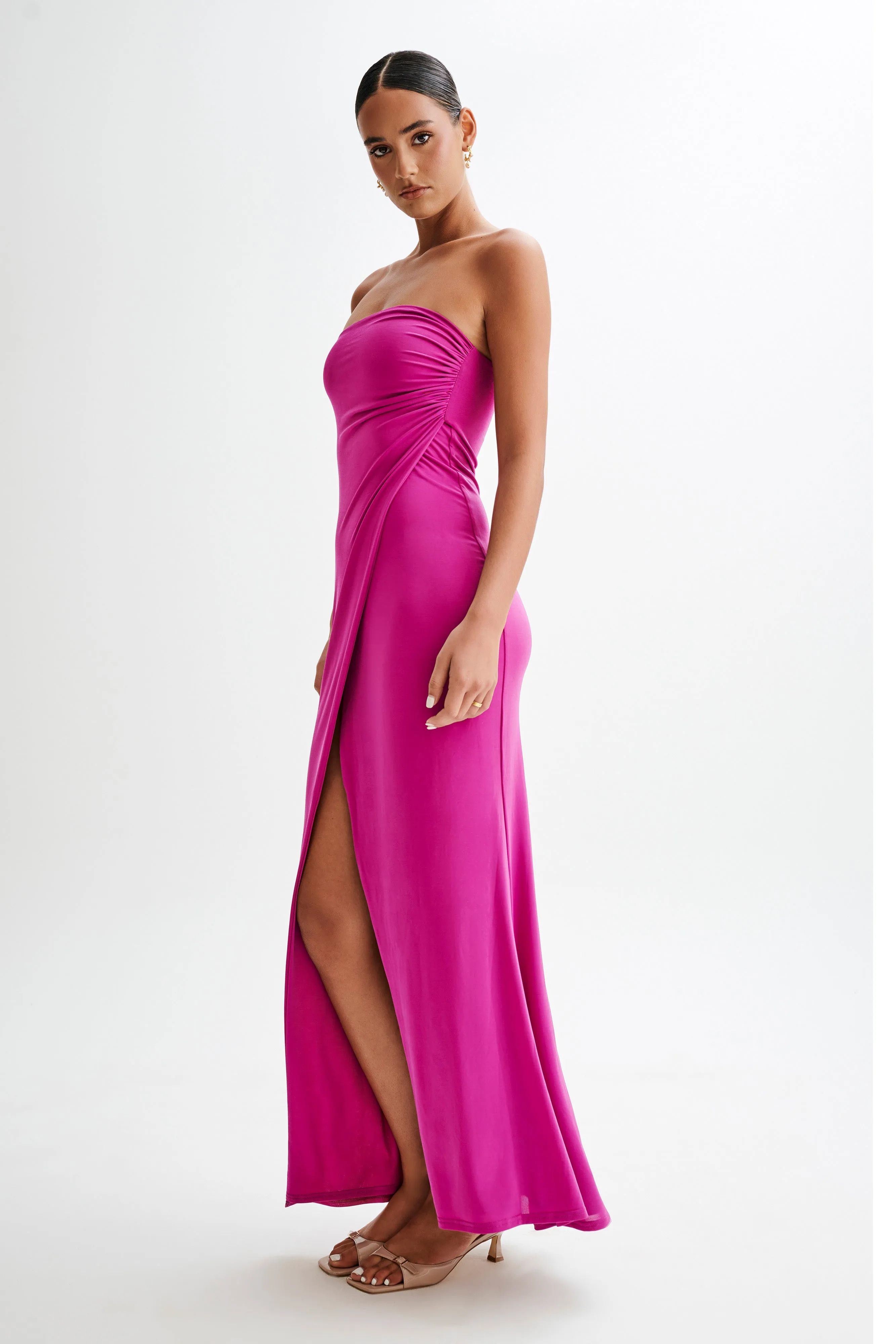 Cosima Slinky Strapless Maxi Dress - Violet solo wear