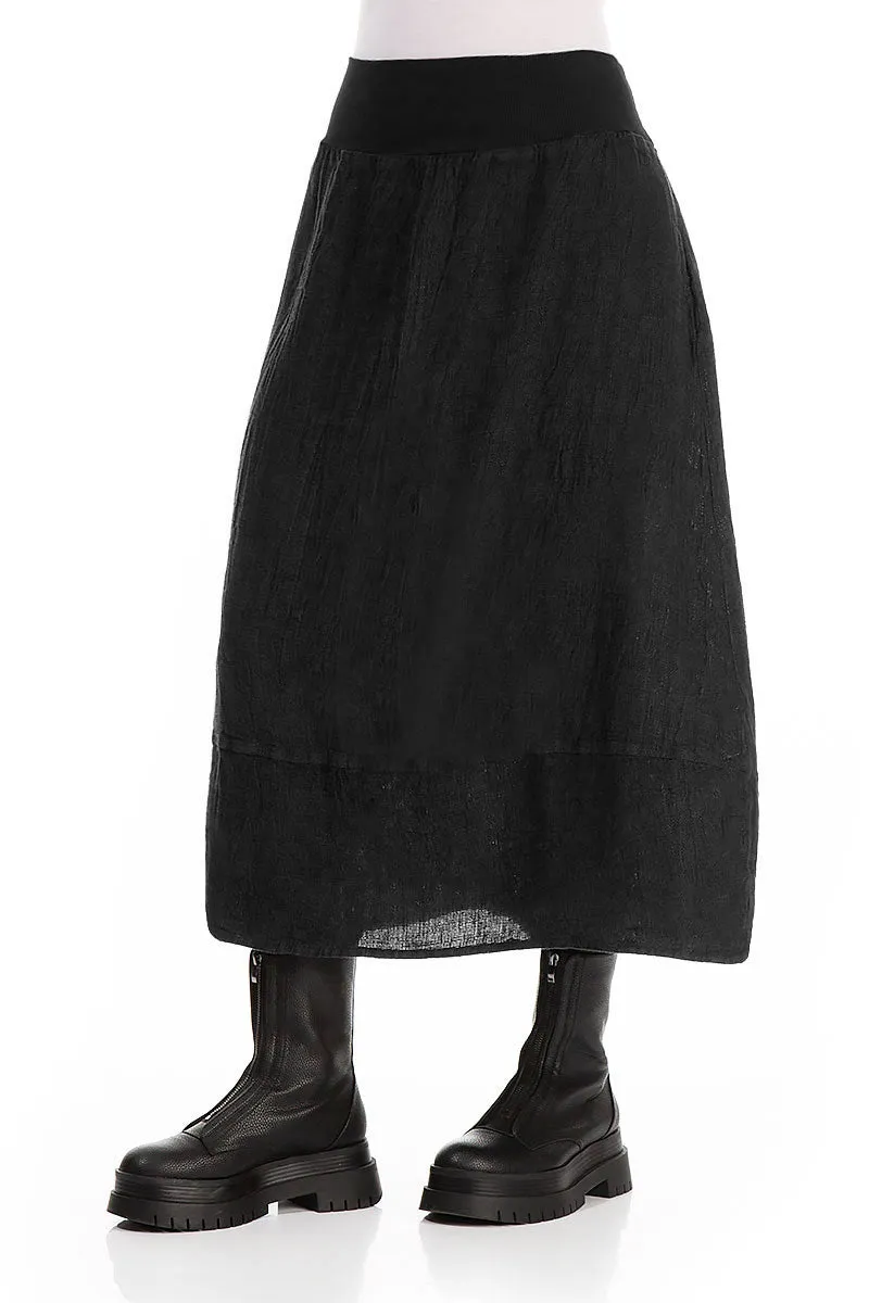 Cotton Waist Black M??lange Linen Skirt Classic Mood Cultural Event