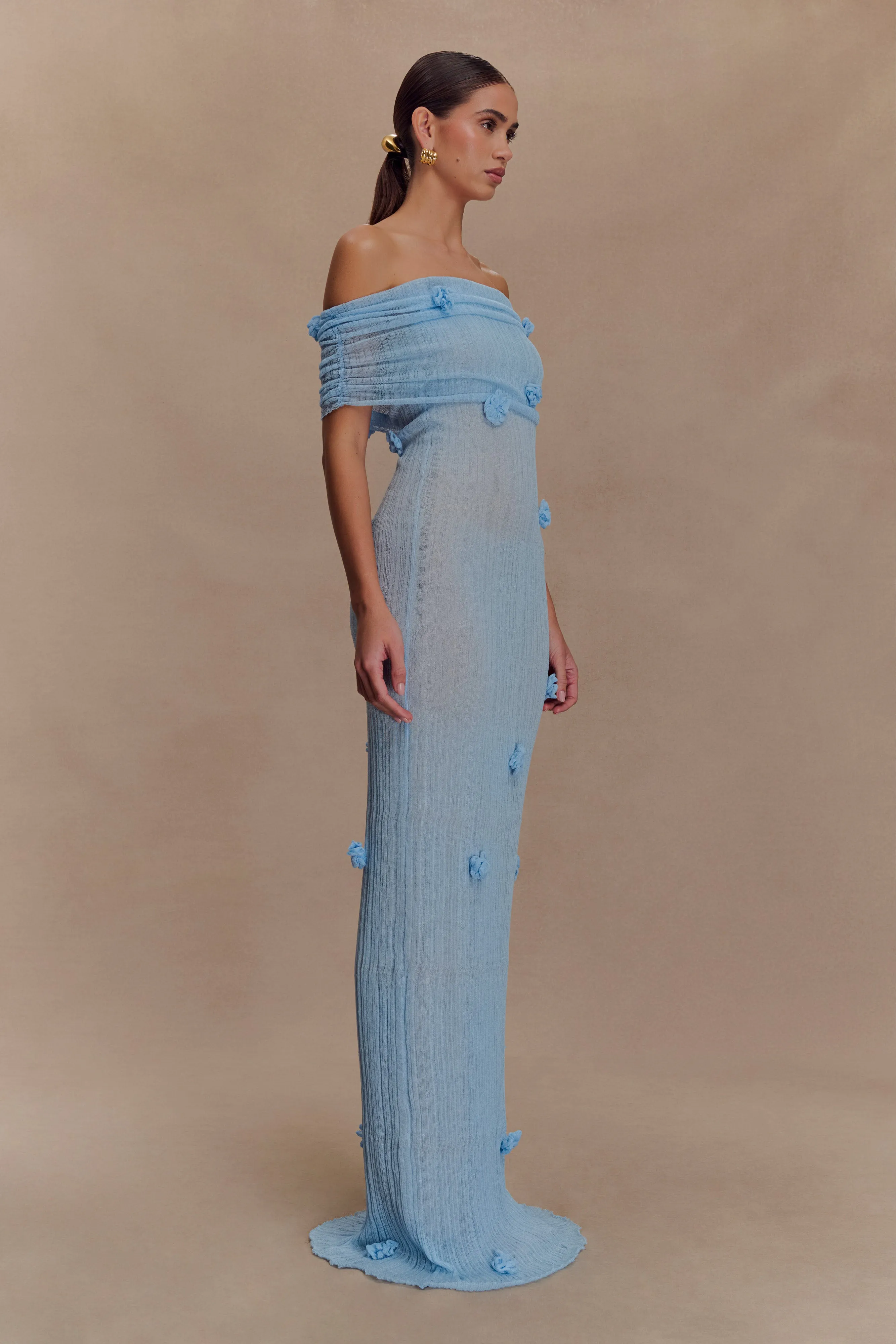 Versatile Layer Elegant Detail Brynn Orchid Knit Maxi Dress - Baby Blue