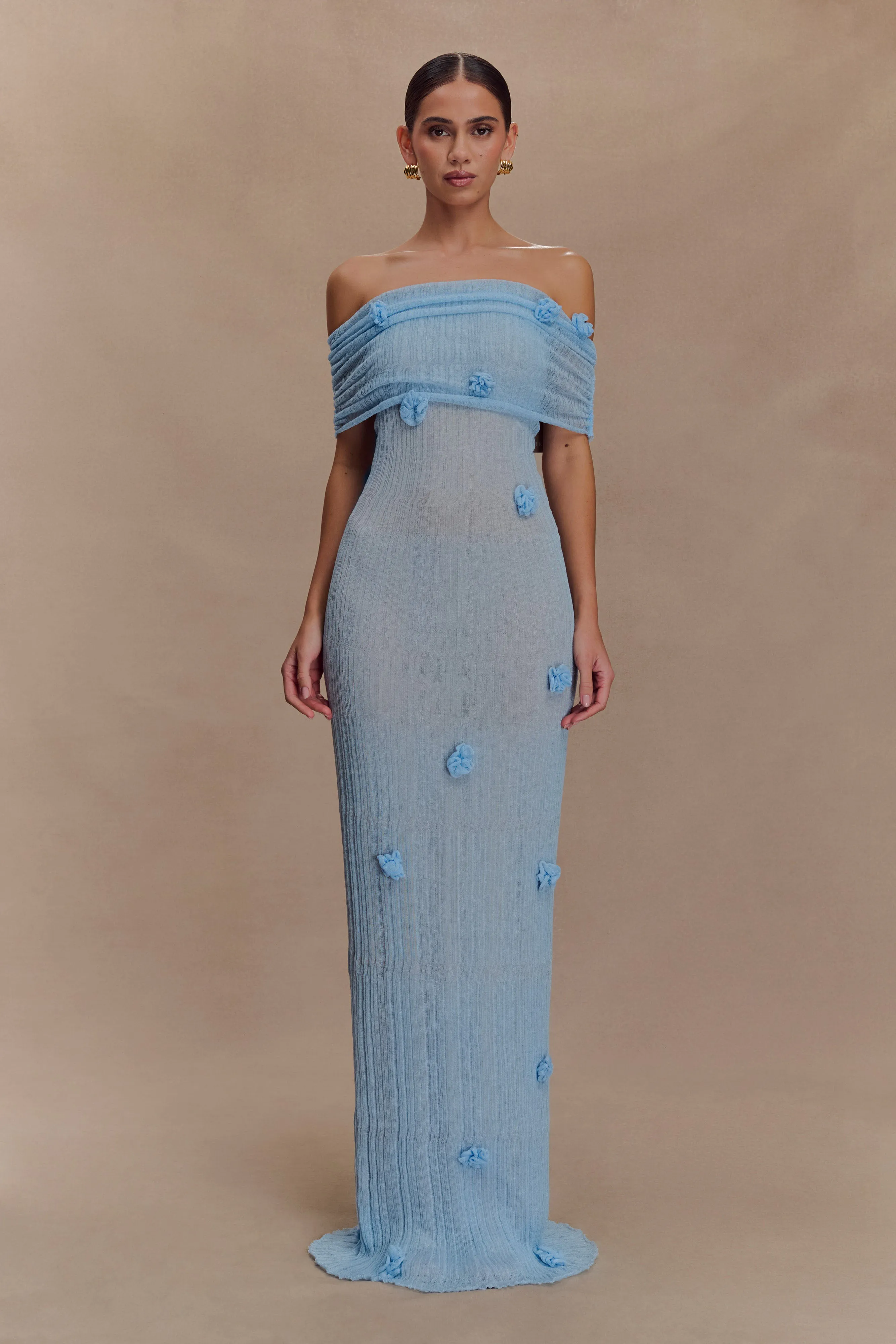 Brynn Orchid Knit Maxi Dress - Baby Blue Timeless Edge Artistic Vibe