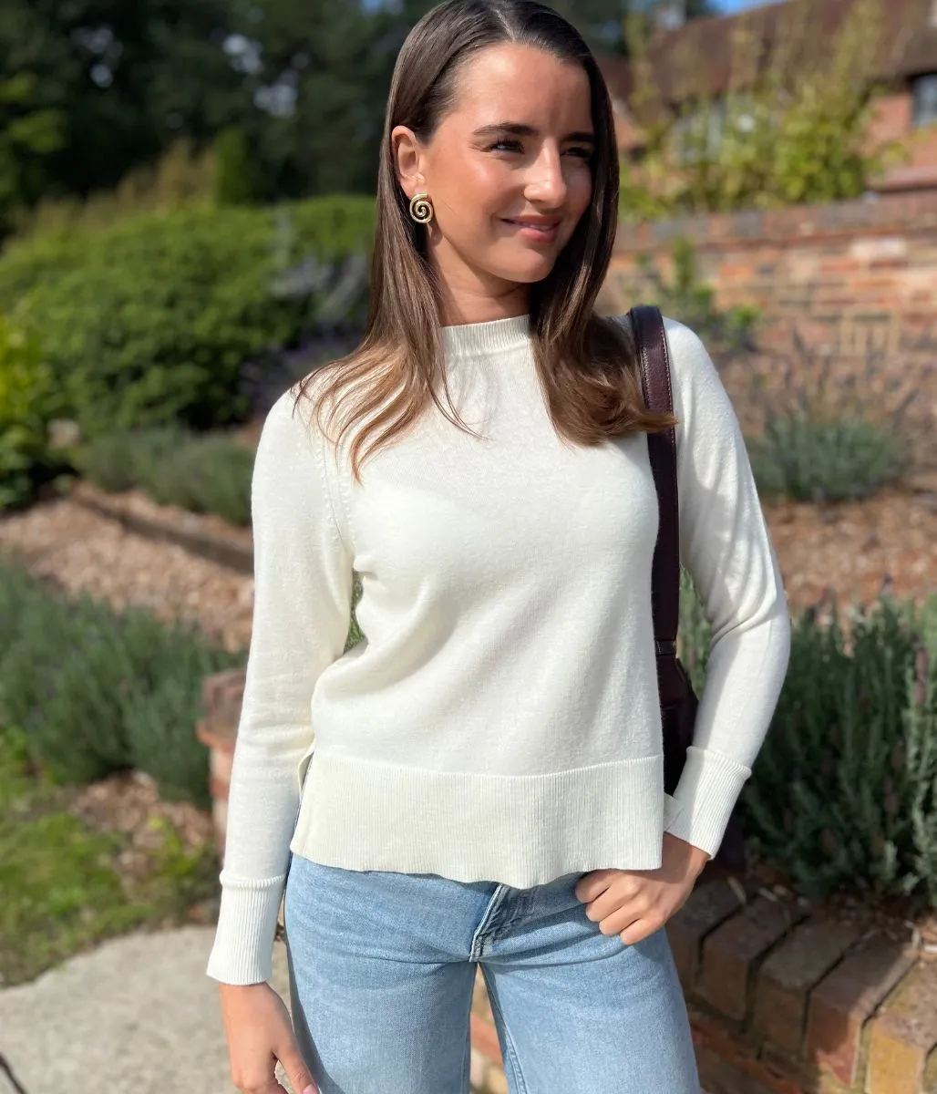 Ivory Fine Merino Wool Jumper Cozy Knit