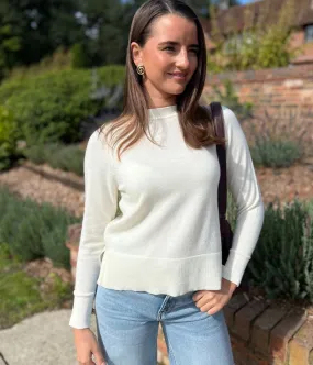 Ivory Fine Merino Wool Jumper Cozy Knit