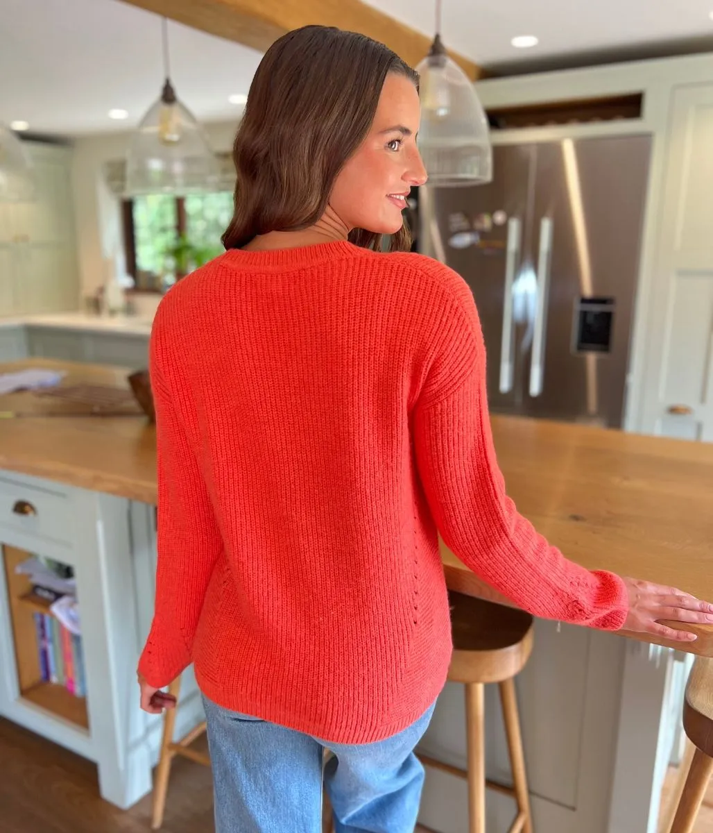 Elegant Comfort Coral Wool Blend Pointelle Jumper