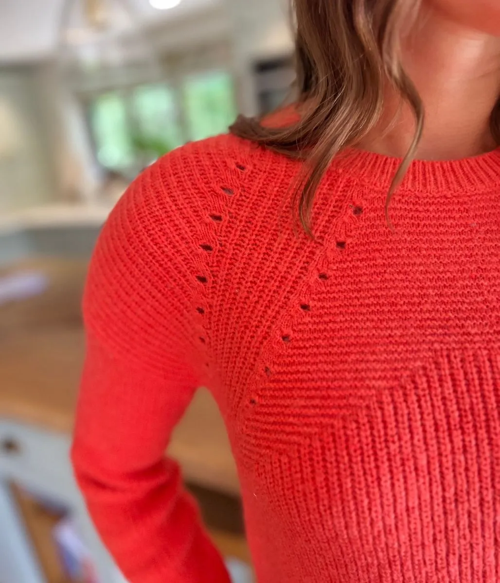 Stylish Layer Coral Wool Blend Pointelle Jumper
