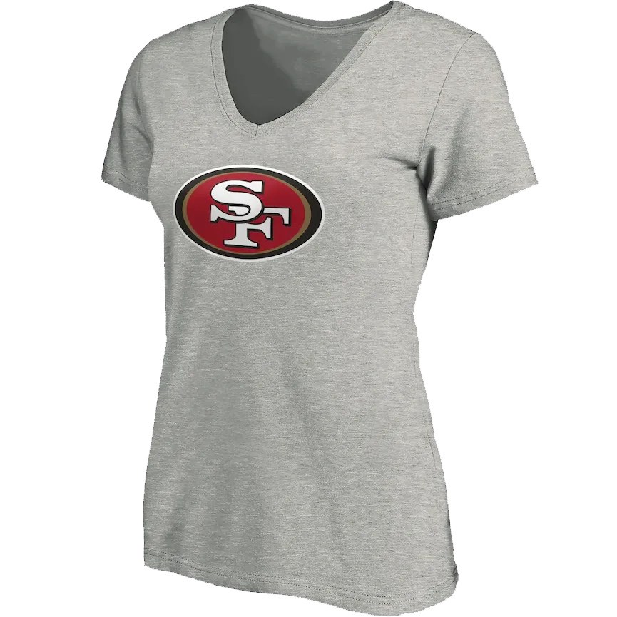WrinkleFreeFabric Versatile Fashion Women's 49ers V-Neck Primary Logo Short Sleeve