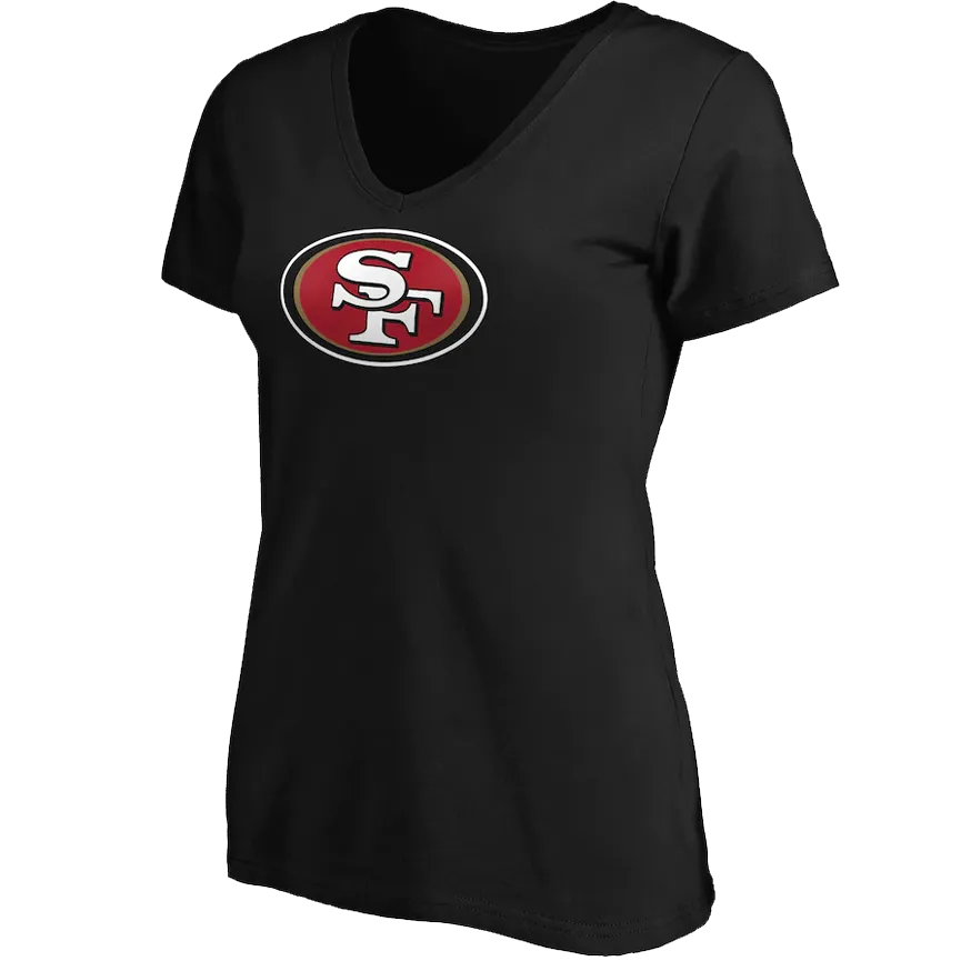 Women's 49ers V-Neck Primary Logo Short Sleeve DurablePolyester Performance Stretch
