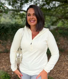 Party Ready Cream Warriewood Hooded 1/4 Zip Fleece
