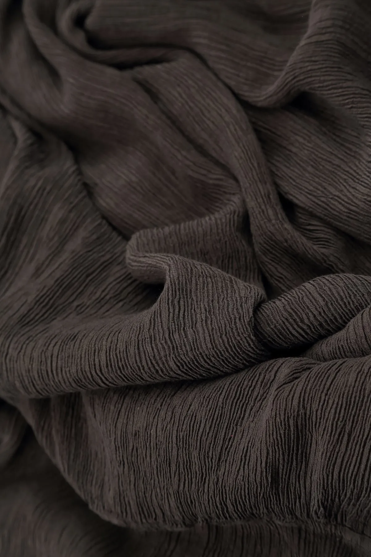 High Street Fashion Smart Texture Crinkled Forest Brown Silk Viscose Skirt