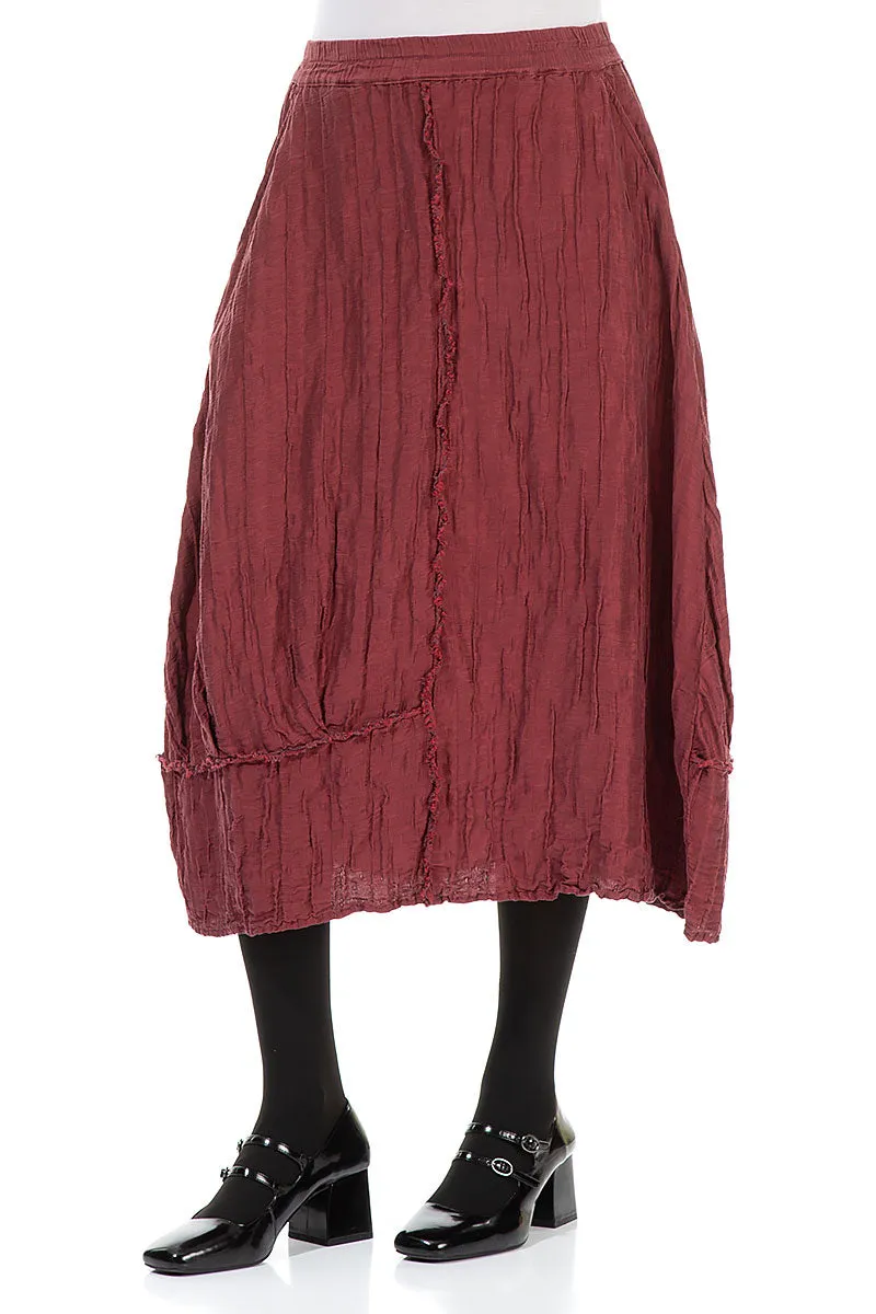 Crinkled Merlot Silk Linen Skirt Neutral Look Light Wear