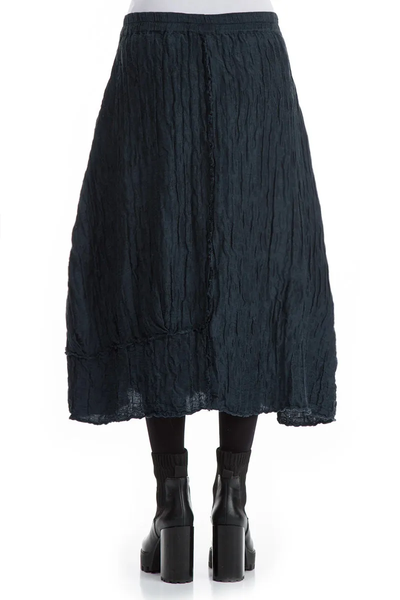 Crinkled Midnight Blue Silk Linen Skirt Light Moodboard Easy Layers
