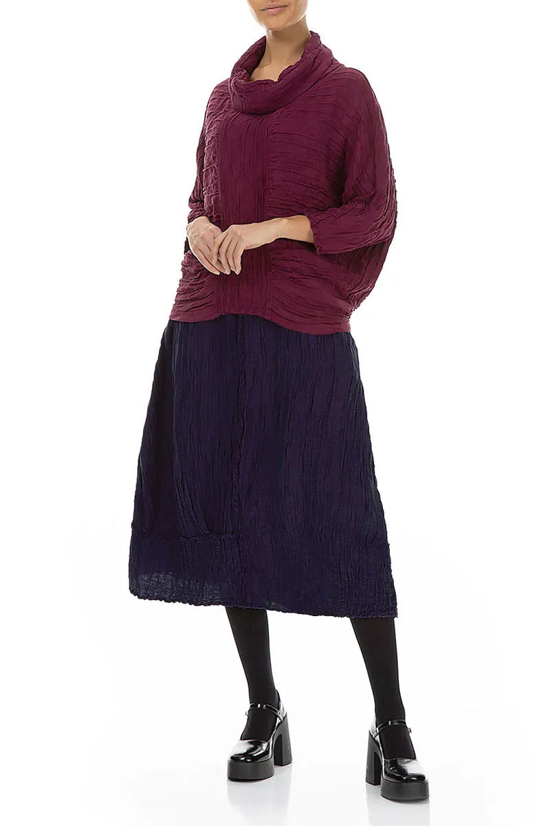 quick dry Crinkled Royal Purple Silk Linen Skirt